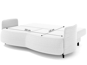 Miniaturka 21 - Wymiary techniczne po rozłożeniu kanapy w kolorze białym
