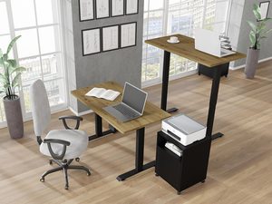 Miniaturka 22 - Biurko z drewnianym blatem i białymi nogami do stylowego biura