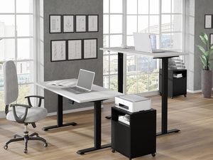 Miniaturka 26 - Nowoczesne biurko z białym blatem i czarnymi nogami do biura