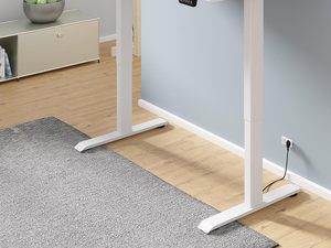 Miniaturka 11 - Biurko z białym blatem i czarnymi nogami do minimalistycznego wnętrza