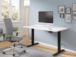 Miniaturka 25 - Biurko z białym blatem i czarnymi nogami do biura