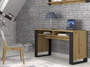 Miniaturka 1 - Nowoczesne biurko z dębowym blatem i czarnymi nogami, styl industrialny