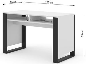 Miniaturka 8 - Nowoczesne białe biurko z czarnymi nogami, styl minimalistyczny, wymiary