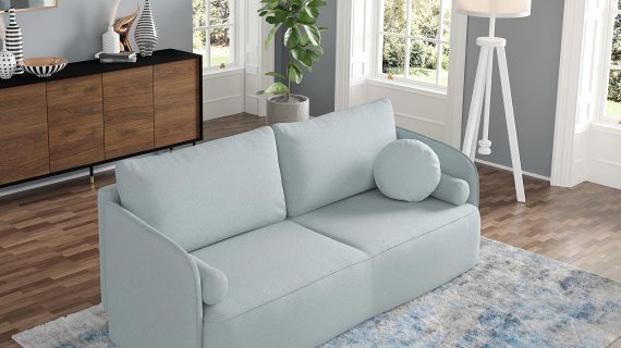 Miniaturka 4 - Sofa w jasnym odcieniu niebieskiego do nowoczesnego salonu