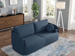 Miniaturka 11 - Granatowa tapicerowana sofa z szerokim siedziskiem