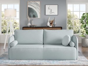 Miniaturka 6 - Jasnoniebieska sofa z poduszkami do skandynawskiego salonu