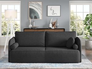 Miniaturka 20 - Czarna sofa z głębokim siedziskiem i miękkimi poduszkami