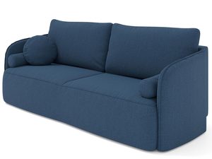 Miniaturka 8 - Granatowa sofa z tapicerowanym oparciem i miękkimi poduszkami