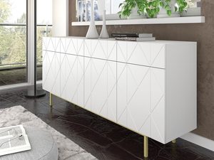 Miniaturka 4 - Nowoczesna komoda w stylu glamour, białe fronty z geometrycznym wzorem