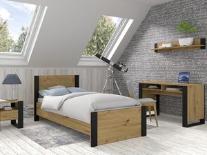 Miniaturka 3 - Nowoczesne biurko z dębowym blatem, czarne metalowe nogi, styl industrialny