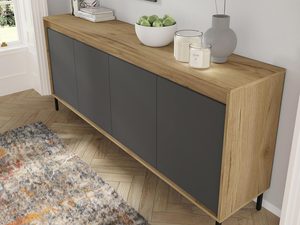 Miniaturka 3 - Nowoczesna komoda dębowa z grafitowymi frontami, styl minimalistyczny