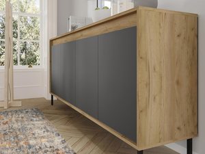 Miniaturka 4 - Drewniana komoda z grafitowymi frontami, nowoczesny design
