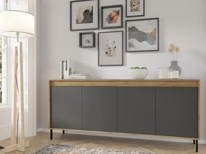 Miniaturka 2 - Komoda z litego dębu i grafitowymi frontami, nowoczesny design