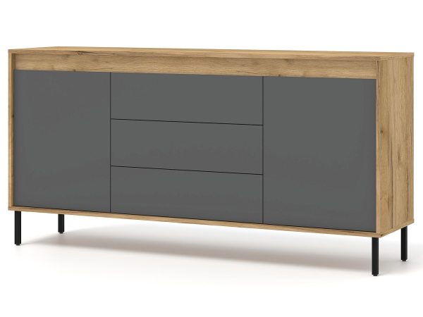 Drewniana komoda z czarnymi nóżkami, nowoczesny design