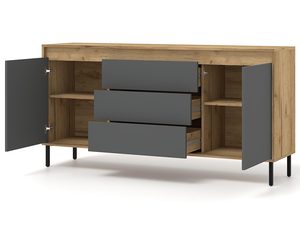 Miniaturka 1 - Drewniana komoda z trzema szufladami, styl minimalistyczny