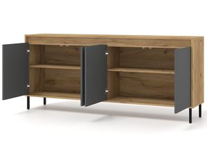 Miniaturka 1 - Drewniana szafka RTV, dąb i grafit, nowoczesny styl