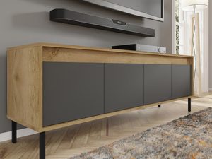 Miniaturka 3 - Nowoczesna szafka RTV, dąb i grafit, styl industrialny