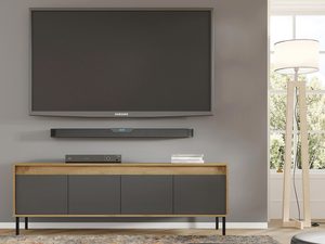 Miniaturka 4 - Drewniana szafka RTV z czarnymi nóżkami, nowoczesny design