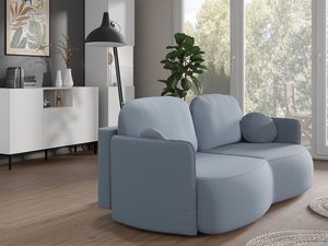 Miniaturka 13 - Aranżacja salonu z niebieską sofą i roślinami