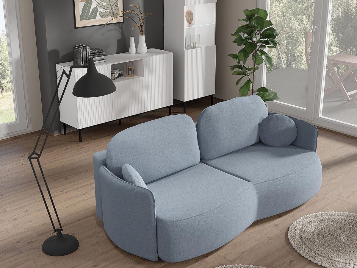 Nowoczesna sofa modułowa w stylu skandynawskim, jasnoniebieska Nowoczesna sofa modułowa w stylu skandynawskim, jasnoniebieska