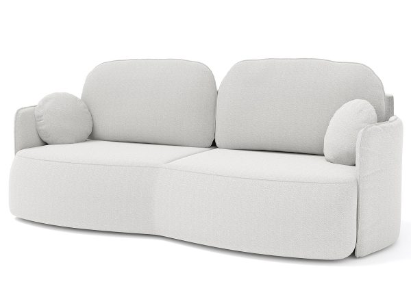 Jasnoszara sofa z poduszkami, idealna do nowoczesnego wnętrza