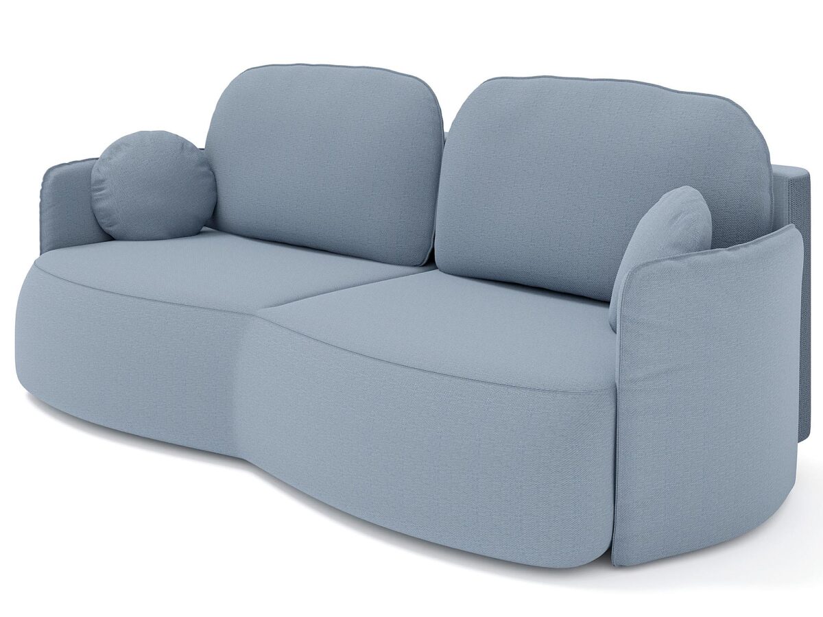 Sofa w jasnoniebieskim kolorze z małymi miękkimi poduszkami Sofa w jasnoniebieskim kolorze z małymi miękkimi poduszkami