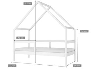 Miniaturka 5 - Białe łóżko dziecięce w kształcie domku, styl skandynawski z wymiarami