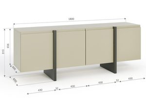 Miniaturka 2 - Przestronna komoda w kolorze beżowym z czarnymi akcentami