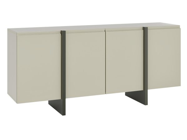 Nowoczesna beżowa komoda z czarnymi metalowymi nogami