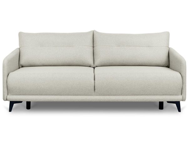 Jasnobeżowa kanapa nowoczesna z czarnymi metalowymi nóżkami