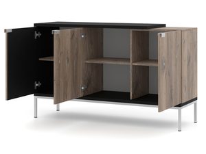 Miniaturka 1 - Dębowa komoda z otwartymi półkami i metalowymi nóżkami