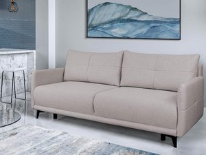 Miniaturka 17 - Elegancka beżowa sofa z prostym oparciem