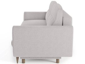 Miniaturka 2 - Detal boczny beżowej sofy z prostym wykończeniem