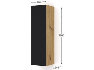 Miniaturka 4 - Nowoczesna wisząca szafka dąb z czarnymi frontami
