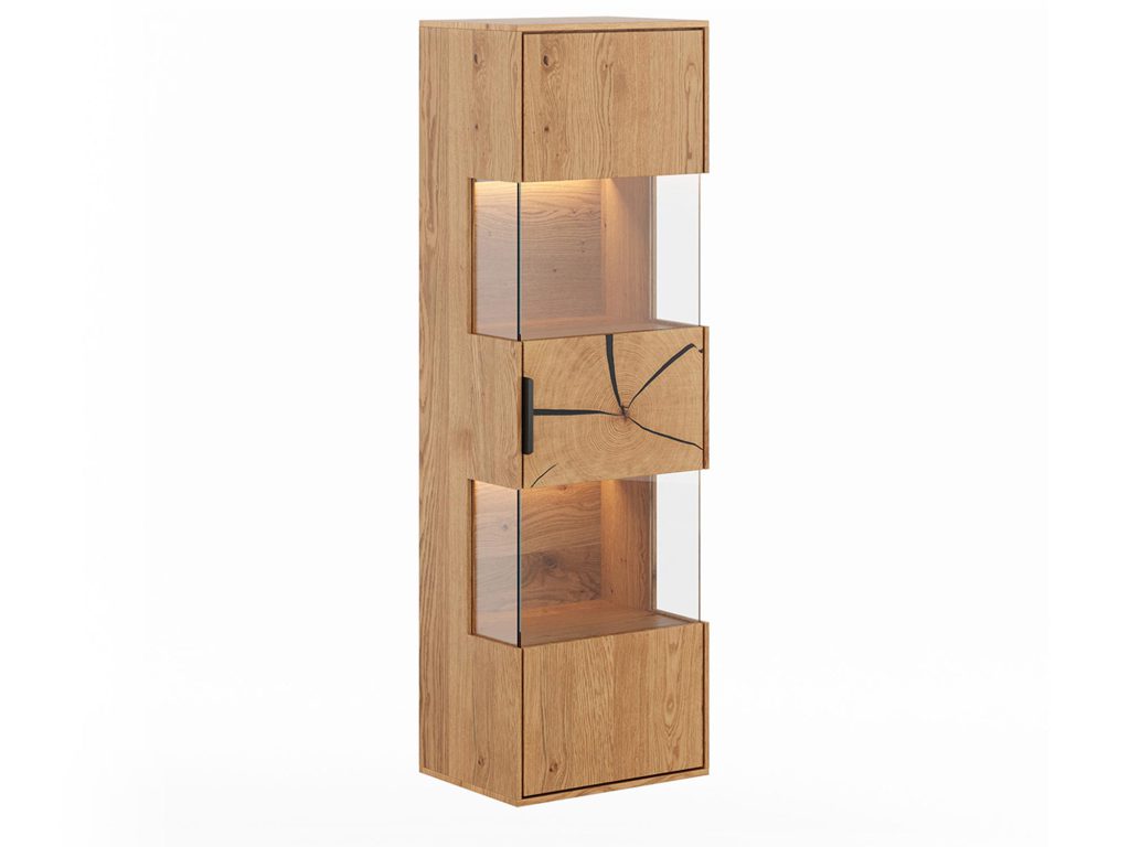 Witryna Dębowa Wisząca z Plastrem Drewna Loftwood