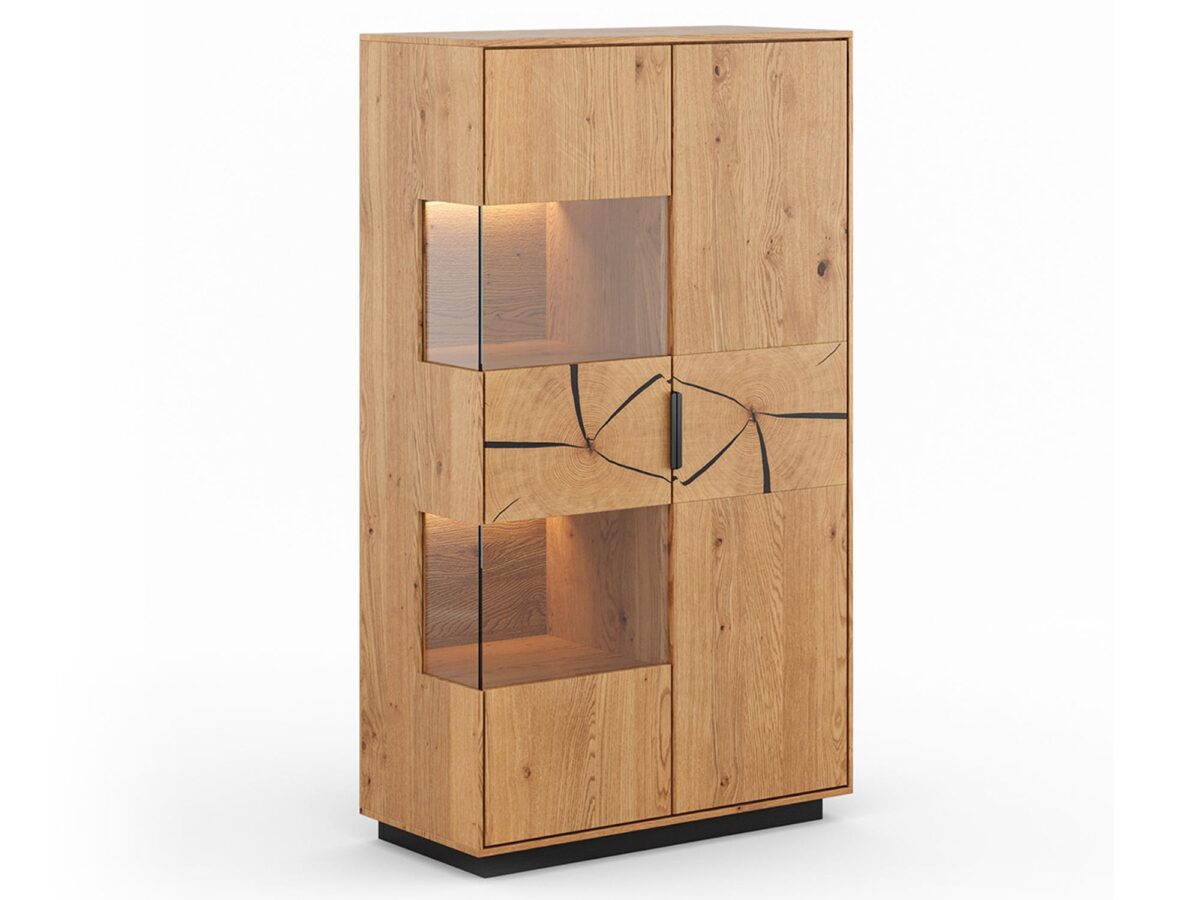 Dębowa Witryna Plaster Drewna Loftwood Stojąca