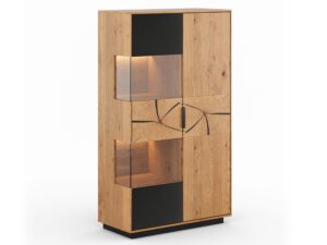 Miniaturka 11 - Witryna dębowa z podświetleniem LED i industrialnym designem