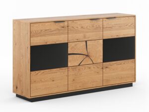 Miniaturka 9 - Elegancka komoda dębowa z subtelnym wzorem na frontach