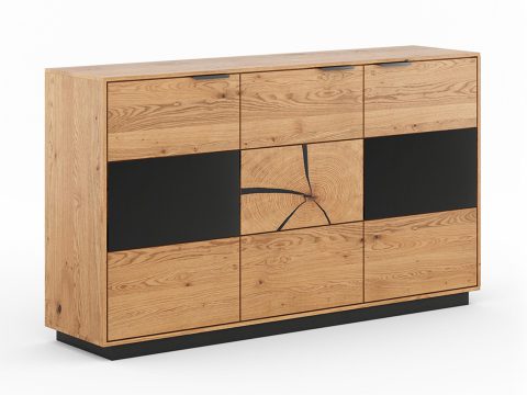 Elegancka komoda dębowa z subtelnym wzorem na frontach