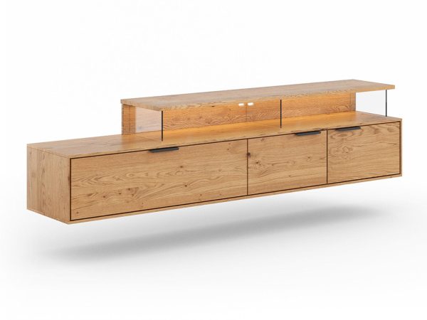 Szafka RTV dębowa wisząca z podświetleniem LED