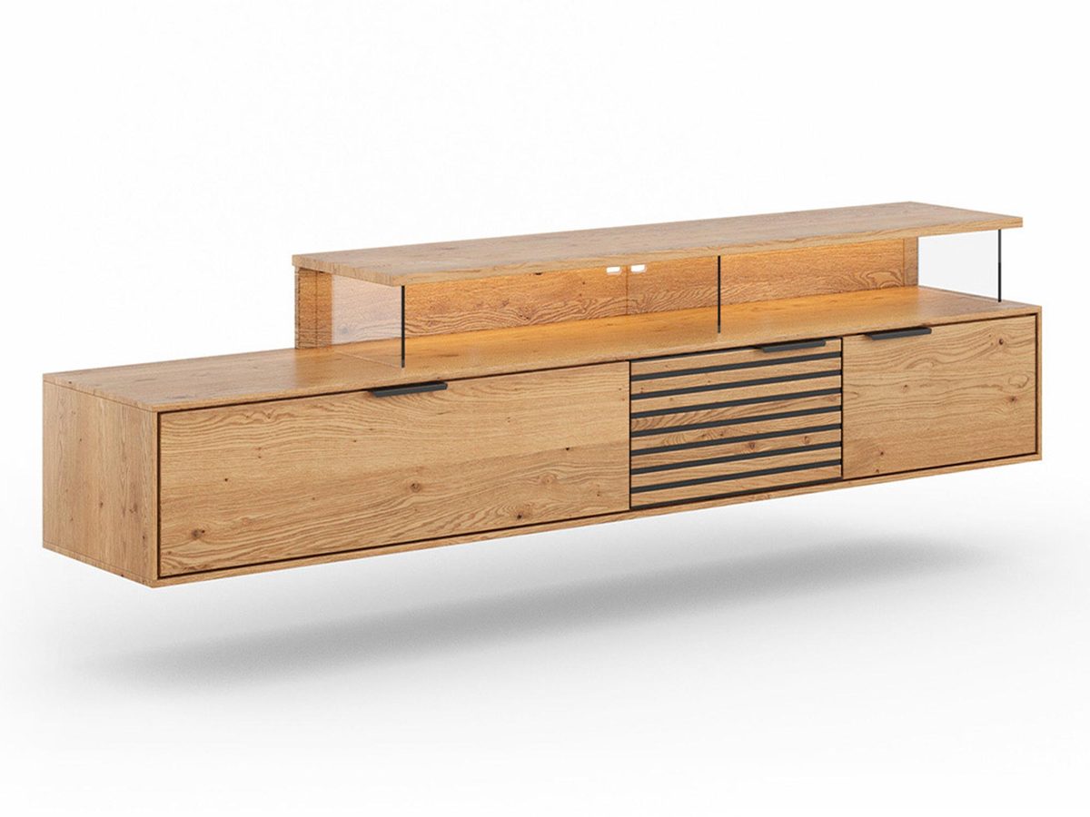 Szafka RTV Dębowa z Lamelami Loftwood