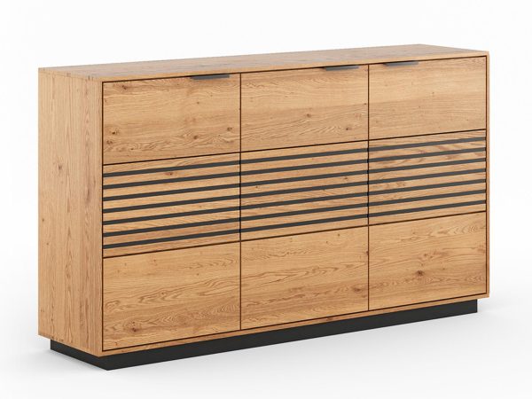 Komoda dębowa w stylu loftowym z czarnymi wstawkami