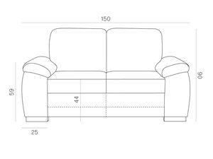 Miniaturka 3 - Rysunek techniczny dwuosobowej sofy z zagłówkami