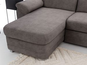 Miniaturka 9 - Detal tapicerki narożnika, miękka tkanina szara