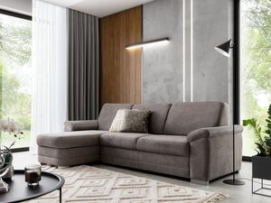 Miniaturka 11 - Komfortowy narożnik tapicerowany w stylu minimalistycznym, szara tkanina