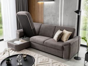 Miniaturka 13 - Nowoczesny narożnik do salonu, wygodna tapicerka szara