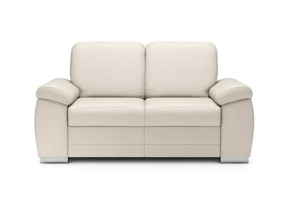 Sofa dwuosobowa z jasnej skóry ekologicznej, elegancki design