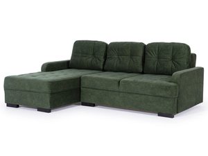 Miniaturka 1 - Komfortowy narożnik w zielonym kolorze z pikowanym oparciem