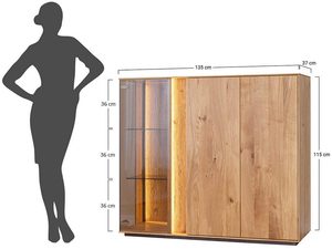 Miniaturka 16 - Wymiary technicznej niskiej witryny dębowej