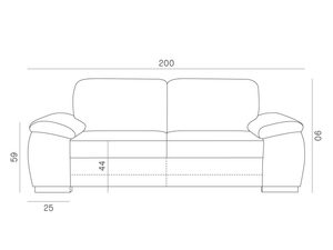 Miniaturka 2 - Rysunek techniczny sofy 3-osobowej z miękkimi podłokietnikami